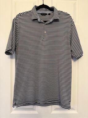 Walter Hagen Black and White Striped Polo Shirt. Small